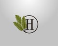 H Letter Logo Circle Nature Leaf, vector logo design concept botanical floral leaf with initial letter logo icon for nature Royalty Free Stock Photo