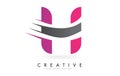 H Letter Logo with Pink and Grey Colorblock Design and Creative Cut