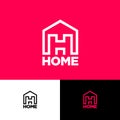 H letter monogram. The Letter H Inside the House Symbol. Home, House, Real Estate Logo.