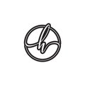 H letter script circle logo design vector