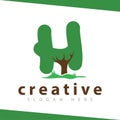 H Letter tree green logo vector template