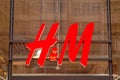 H&M - the logo of fashion company - Prague, Czech Republic Royalty Free Stock Photo