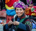 H`Mong lady busy at the sapa market, sapa, lao cai, vietnam