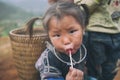 H`mong ethnic minority children on May 24, 2017 in Mucangchai, Vietnam. H`mong is the 8th largest ethnic group in Vietnam.