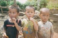 H`mong ethnic minority children on May 24, 2017 in Mucangchai, Vietnam.