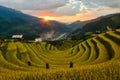 Sang Nhu horse-shoe and Terraced rice field of the H`Mong ethnic people Royalty Free Stock Photo