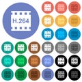 H.264 movie format round flat multi colored icons Royalty Free Stock Photo