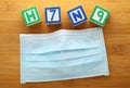 H7N9 alphabet block with face mask Royalty Free Stock Photo