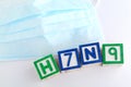 H7N9 alphabet block with protective face mask Royalty Free Stock Photo