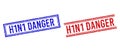 Grunge Textured H1N1 DANGER Stamps with Double Lines