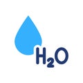 H2O Colorful Silhouette Icon. Water Drop Color Icon. Chemical Formula for Water. Symbol of Fresh Aqua. Vector Isolated