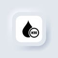 H2O icon. Chemical formula H2O. Water drop icons logo. Neumorphic UI UX white user interface web button. Neumorphism. Vector