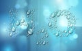 H2O letters designed with realistic water drops with blurred background beyond, vector illustration of ecology theme, ecosystem, Royalty Free Stock Photo