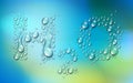 H2O letters designed with realistic water drops with blurred background beyond, vector illustration of ecology theme, ecosystem, Royalty Free Stock Photo