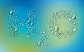 H2O letters designed with realistic water drops with blurred background beyond, vector illustration of ecology theme, ecosystem, Royalty Free Stock Photo