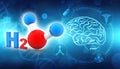 H2O Molecule in medical background. 3d render Royalty Free Stock Photo