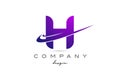 H purple alphabet letter logo with double swoosh. Corporate creative template design for business and company Royalty Free Stock Photo