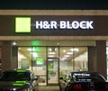 H&R Block Tax Company at night