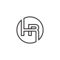 H R initial letter circle lines logo design vector