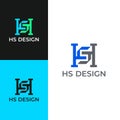 H S Modern Concept Logo Design Inspiration