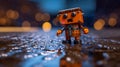 H - A Scottish Robot Swimming In Irn Bru Puddle Royalty Free Stock Photo