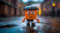 H: A Scottish Robot Swimming In Irn Bru Puddle Royalty Free Stock Photo