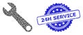 Scratched 24H Service Watermark and Fractal Spanner Icon Composition