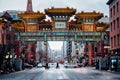 H Street and the Friendship Arch, in Chinatown, Washington, DC Royalty Free Stock Photo
