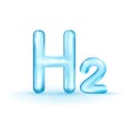 H2 symbol. Blue hydrogen production. Renewable energy source.