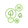 H2 symbol. Green hydrogen production. Renewable energy source.