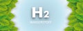 H2 Wasserstoff Green Leaves White Header Royalty Free Stock Photo