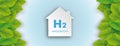 H2 Wasserstoff House Green Leaves White Header Royalty Free Stock Photo