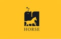 H yellow black horse alphabet letter logo icon with stallion shape inside. Creative design for business and company Royalty Free Stock Photo