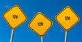 12h - yellow signs with blue sky Royalty Free Stock Photo