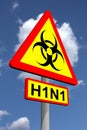 H1N1 biohazard warning sign Royalty Free Stock Photo