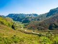 Ha Giang karst geopark mountain landscape in North Vietnam. Winding road in stunning scenery. Ha Giang motorbike loop, famous