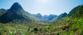 Ha Giang karst geopark mountain landscape in North Vietnam. Winding road in stunning scenery. Ha Giang motorbike loop, famous