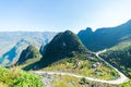 Ha Giang karst geopark mountain landscape in North Vietnam. Winding road in stunning scenery. Ha Giang motorbike loop, famous