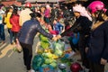 Ha Giang, Vietnam - Feb 14, 2016: Rural local market in Van district, Ha Giang. The trading goods are almost homemade things