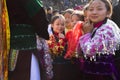 Ha Giang, Vietnam - Feb 7, 2014: Unidentified group of children wearing Hmong traditional new year clothe, waiting for their danci