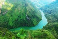 Ha Giang, Vietnam - October 20th, 2018: Stunning view of the Nho Que river surrounded by mountains from the Ma Pi Leng pass