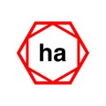HA hexagon typography monogram vector. HA brand name icon