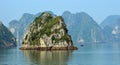 Limestone karsts with fishing boat, Halong Bay Vietnam