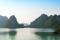 Ha Long bay and silhouettes mountains Royalty Free Stock Photo