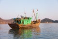 Ha Long Bay, Vietnam. Vietnamese fisherman house-boat Royalty Free Stock Photo