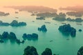 Ha Long Bay view from above, fisher farm in Halong bay Royalty Free Stock Photo