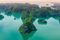 Ha Long Bay view from above, fisher farm in Halong bay Royalty Free Stock Photo