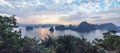 Halong bay at sunset Royalty Free Stock Photo