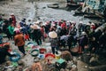 people buying and selling seafood in Ha Long, Vietnam