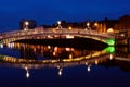 Ha'penny bridge in Dublin at night. Ireland Royalty Free Stock Photo